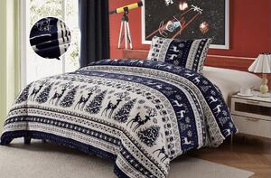 Posteljnina mikropliš WINTER DEER VELVET modra