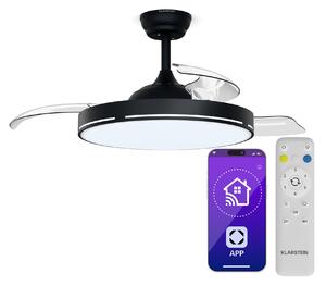 Klarstein AirFold, Pametni stropni ventilator, Zložljive lopatice, LED luč z možnostjo zatemnitve, Pametno