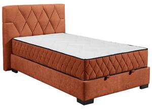 POSTELJA Z VZMETNICO 120 cm x 200 cm , tekstil, leseni material barve konjaka