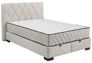POSTELJA Z VZMETNICO 140 cm x 200 cm , tekstil, leseni material bež
