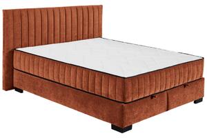 POSTELJA Z VZMETNICO 160 cm x 200 cm , tekstil, leseni material barve konjaka