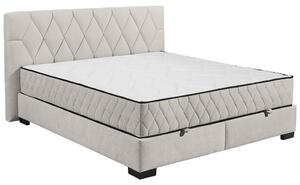 POSTELJA Z VZMETNICO 180 cm x 200 cm , tekstil, leseni material bež