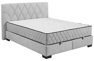 POSTELJA Z VZMETNICO 160 cm x 200 cm , tekstil, leseni material svetlo siva