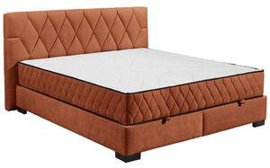 POSTELJA Z VZMETNICO 180 cm x 200 cm , tekstil, leseni material barve konjaka