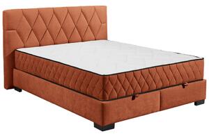 POSTELJA Z VZMETNICO 160 cm x 200 cm , leseni material, tekstil barve konjaka