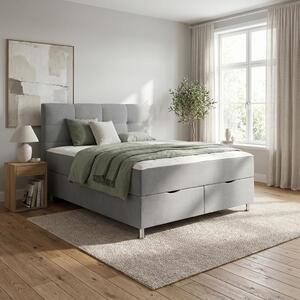 Mömax Postelja Boxspring Oviedo, Siva, 160x200