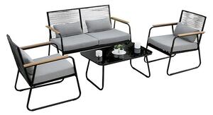 Sunfun Komplet lounge pohištva Susana (4 -del., Črna)