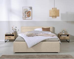 OBLAZINJENA POSTELJA 160 cm x 200 cm , les, kovina, umetna masa, tekstil bež