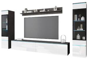 P & B Dnevni Regal Vera, Bela, Antracit, 4-Delno, Led