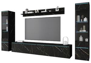 P & B Dnevni Regal Vera, Črna Marmorirana, 4-Delno, Led