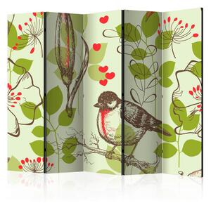 Artgeist Paravan Bird And Lilies I, 5-Delni, Dvostranski