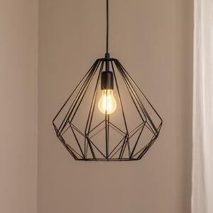 Opviq Obesna svetilka Diamond, črna, kovina, Ø 37 cm, E27, zatemnjen, Črna, Dnevna soba / jedilnica, Kovina, Sodobni