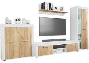 DNEVNI REGAL, bela, medeni hrast