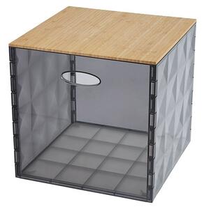 Zaboj za shranjevanje Crystall (Do x Š x V: 31 x 31 x 30,5 cm, Plastika, Siva/prozorna, S pokrovom)