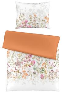 POSTELJNINA BED ART 140/200 cm mako saten krem barve, roza, bela, temno oranžna, pastelno zelena