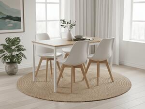 Jedilni set 1 + 4, miza RAMOD 100x60 cm bela/dekor hrast + beli stol KITO