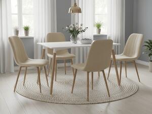 Jedilni set 1 + 4, bela jedilna miza ADRIA 120x80 cm + krem žametni stol LAVA