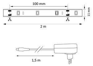 LED RGB Zatemnitveni trak MAGIC 2 m LED/12W/230V + Daljinski upravljalnik