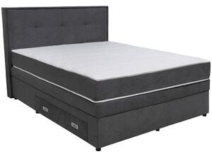 POSTELJA BOXSPRING 160 cm x 200 cm , les, tekstil, leseni material temno siva