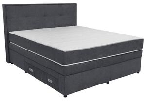 POSTELJA BOXSPRING 180 cm x 200 cm , les, tekstil, leseni material temno siva