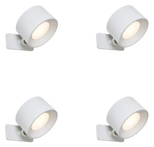 Set van 4 moderne wand- en plafondlampen wit incl. LED oplaadbaar - Bright
