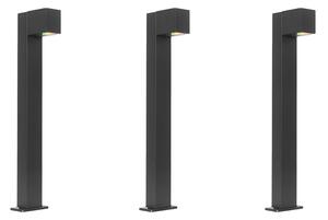 Komplet 3 pametnih zunanjih stoječih svetilk črne barve 65 cm IP44 vklj. Zigbee GU10 - Baleno