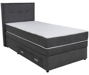 POSTELJA BOXSPRING 90 cm x 200 cm , les, tekstil, leseni material temno siva