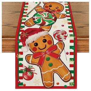 Laneni božični tekač GINGER PARADE 33x180 cm, bež