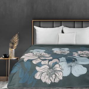 Luksuzna akrilna odeja s krepkim cvetličnim motivom - modra Širina: 150 cm | Dolžina: 200 cm