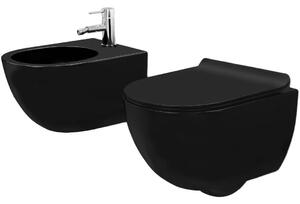 WC školjka Carlo Mini Black Mat + Bidet Carlo Black Set