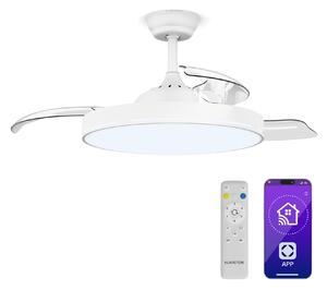 Klarstein AirFold, Pametni stropni ventilator, Zložljive lopatice, LED luč z možnostjo zatemnitve, Pametno