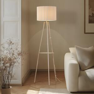 Lindby Stojna svetilka Libbie s tremi nogami, 155 cm, platno, krem barva, Bež, Dnevna soba / jedilnica, Tkanine / tekstil, Skandinavski