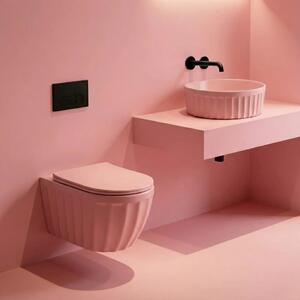 Set: Viseča WC školjka + Nadpultni umivalnik Rea Duo Sweet Pink Matt