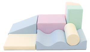 Blazin za plezanje, mehka igrala za otroke, poligon – 7 delni set, pastel