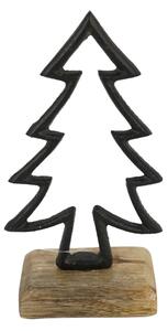 Božična dekoracija CHRISTMAS TREE iz mangovega lesa 17 cm, črna