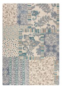 Modro-bež ročno tkana volnena preproga 120x170 cm Eloise Patchwork – Flair Rugs