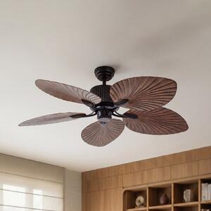 Lucande Stropni ventilator Silvaris, premer 132 cm, videz lesa, DC, tiho, Les, Dnevna soba / jedilnica, Plastika, Skandinavski