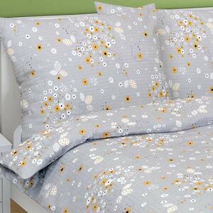 Bellatex Krep posteljno perilo Flower grey , 140 x200 cm, 70 x 90 cm