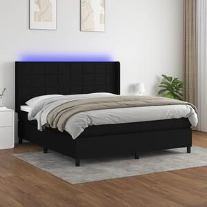 VidaXL Box spring postelja z vzmetnico LED črna 160x200 cm blago