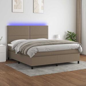 VidaXL Box spring postelja z vzmetnico LED taupe 180x200 cm blago