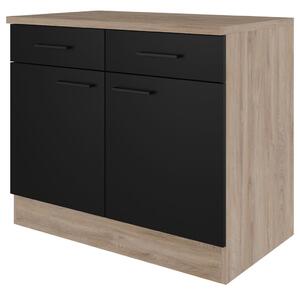 FlexWell Kuhinjska Spodnja Omarica Capri, Črna, Hrast