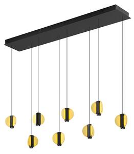 HELL LED-visoka svetilka Iris, črna/zlata, dolžina 180 cm, kovinska, 8-žarčna, zatemnjen, Črna, Dnevna soba / jedilnica, Kovina