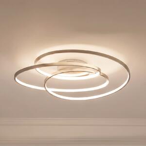 Lindby LED stropna svetilka Joline, Ø 60 cm, nikljeva barva, kovina, zatemnjen, Kovinska, Dnevna soba / jedilnica, Kovina, Sodobni