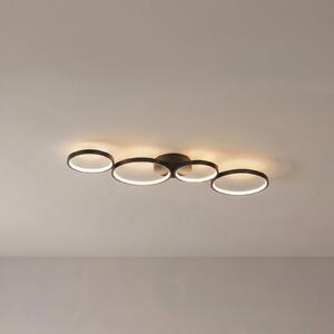 Lindby LED stropna svetilka Evengeline, črna, aluminij, 88 cm, Črna, Dnevna soba / jedilnica, Kovina, Sodobni