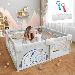 Playfort™ Otroška Ograja Za Igro - 180 X 150 Cm, PlayFort™ otroška ograja za igro (Siva) - 180 x 150 cm