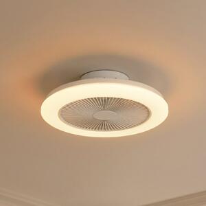 Lindby LED stropni ventilator Vedin, bel, DC, Ø 45 cm, RGBW, zatemnjen, Bela, Dnevna soba / jedilnica, Plastika, Sodobni