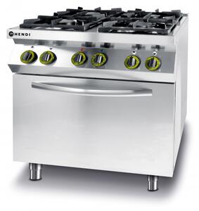 Plinski Štedilnik s 4 Gorilniki in Konvekcijsko El. Pečico GN 1/1, 230V/3000W, 800x722x900mm