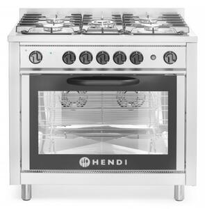 Plinski Štedilnik s 5 Gorilniki z Električno Pečico, 230V/2900W, 900x640x910mm