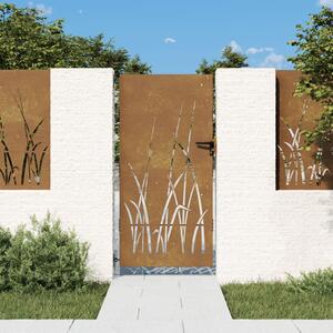 VidaXL Vrtna vrata 85x200 cm corten jeklo dizajn trave