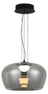 Viokef LED-visoka svetilka Nadia, premer 16 cm, dimno siva, steklo, Siva, Dnevna soba / jedilnica, Steklo